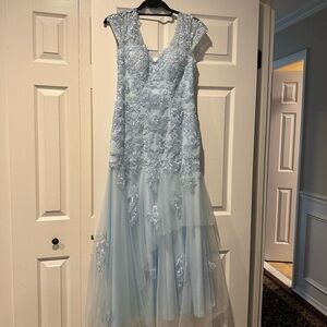 Azazie Light Blue Lace Wedding Dress. Mother of Bride/Groom